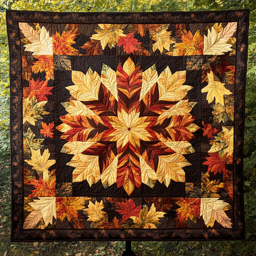 Crimson Fall Breeze Quilted Blanket - Throw (55" x 60")