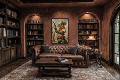 Crocodile Cowboy Funny Western Man Cave Wall Art