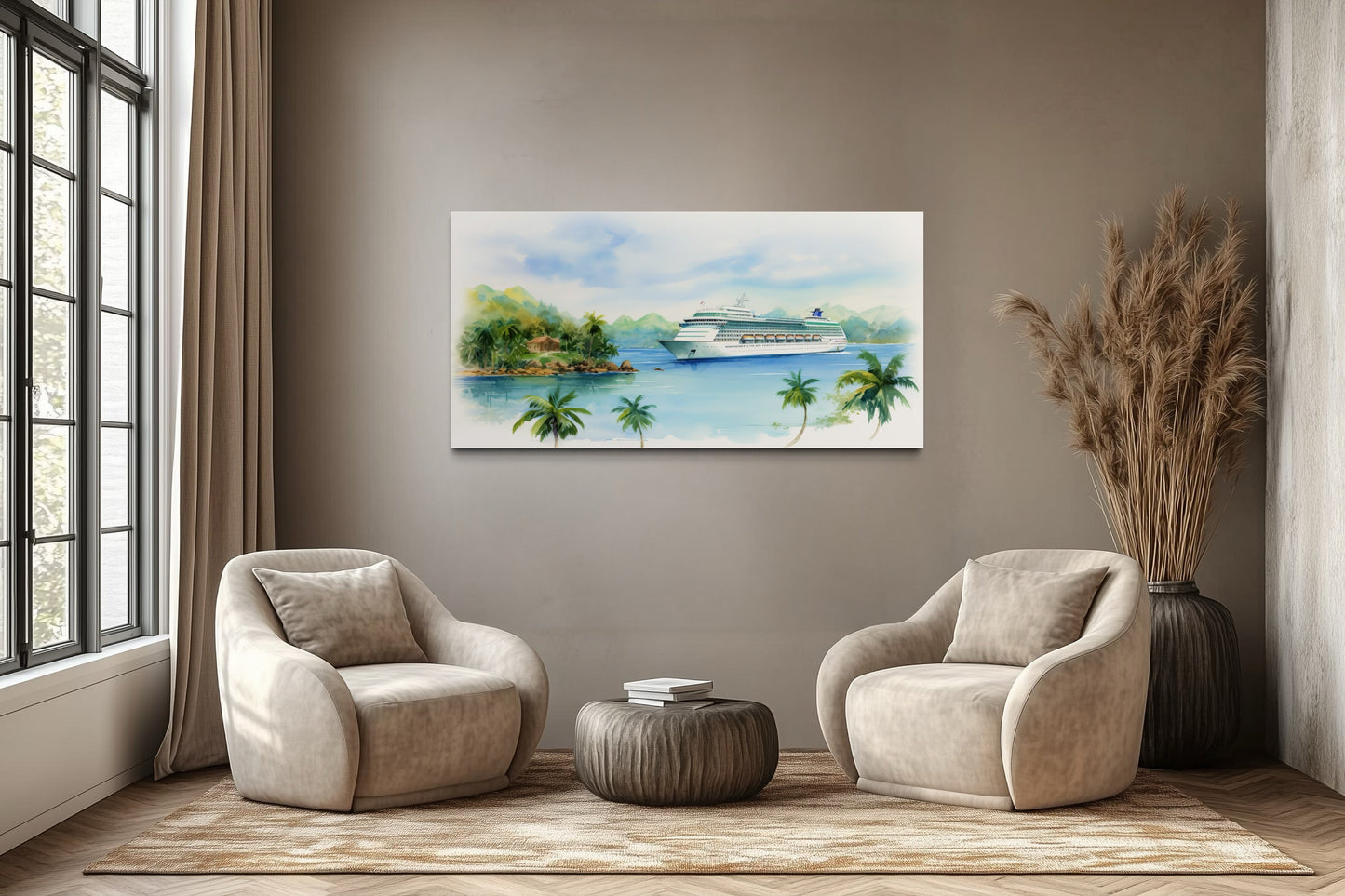 Cruise Ship Wall Art – Tropical Island Canvas | Coastal Beach Print Decor
