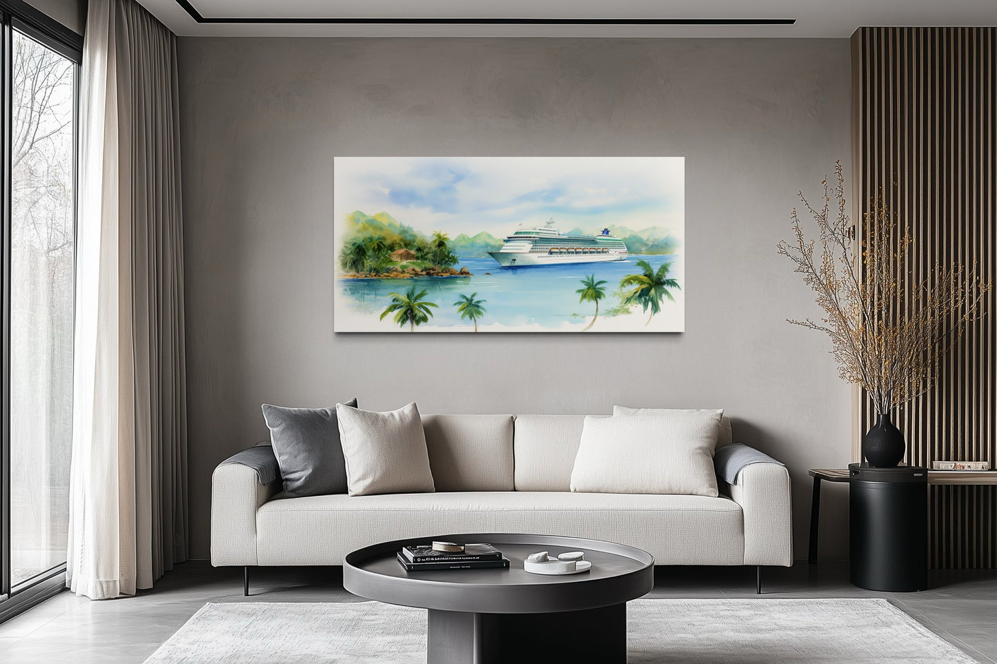 Cruise Ship Wall Art – Tropical Island Canvas | Coastal Beach Print Decor