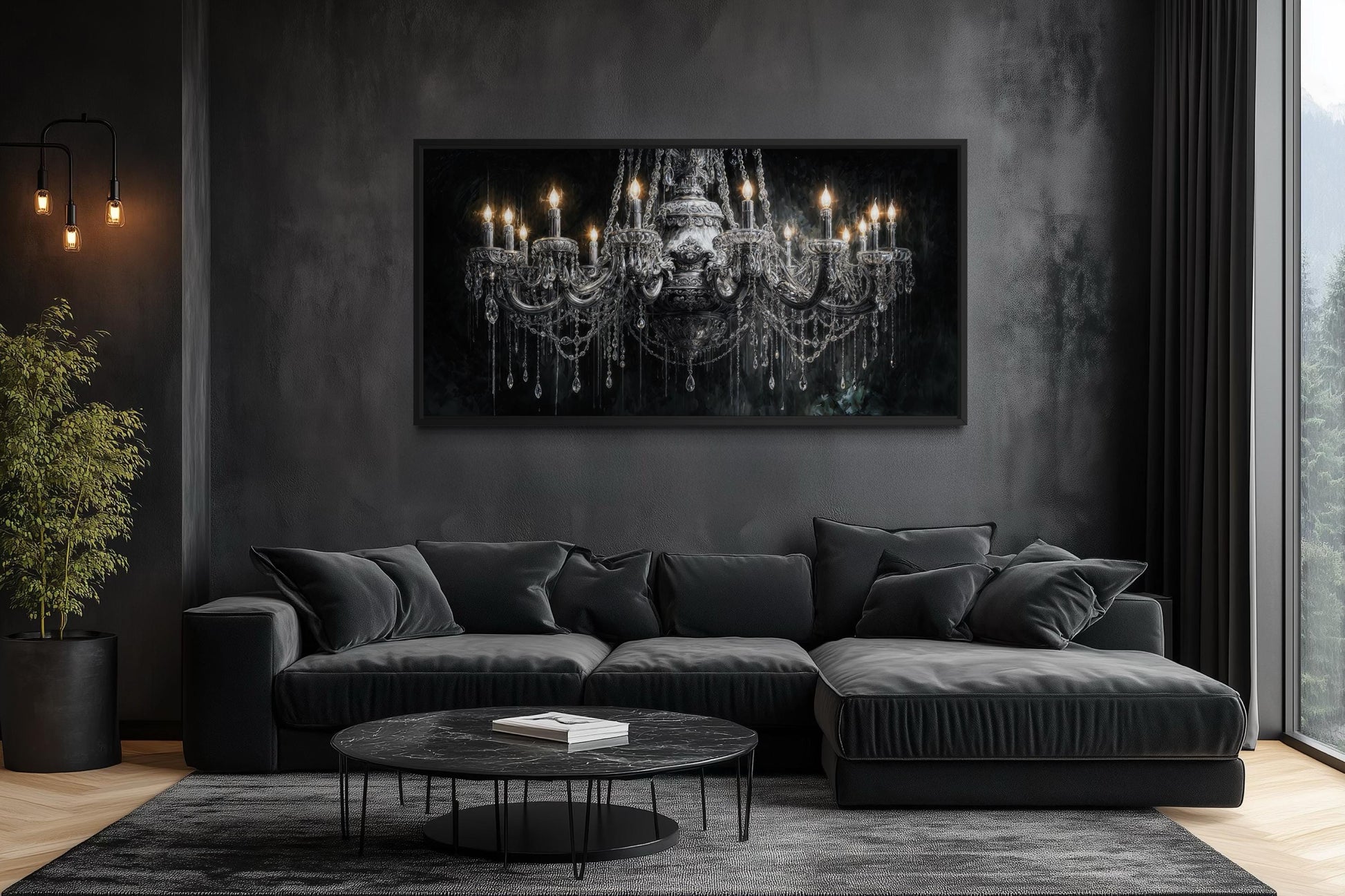 Crystal Chandelier Large Horizontal Canvas Wall Art