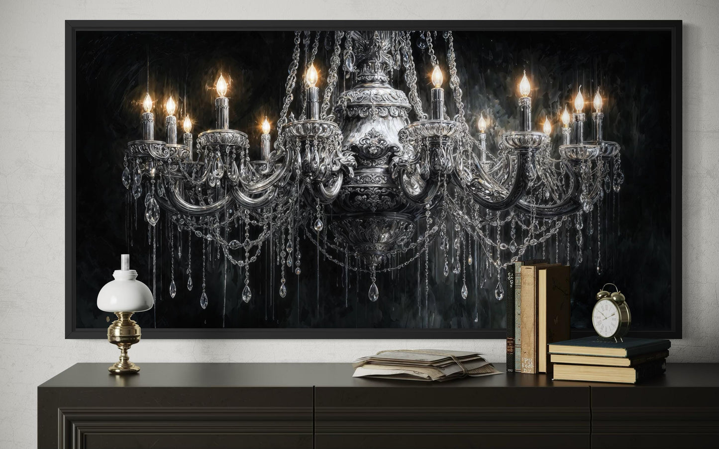 Crystal Chandelier Large Horizontal Canvas Wall Art