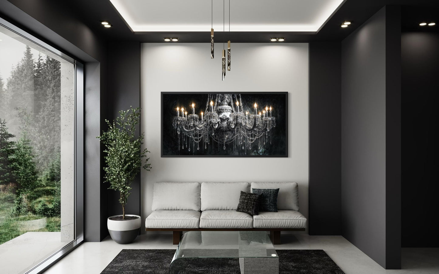 Crystal Chandelier Large Horizontal Canvas Wall Art