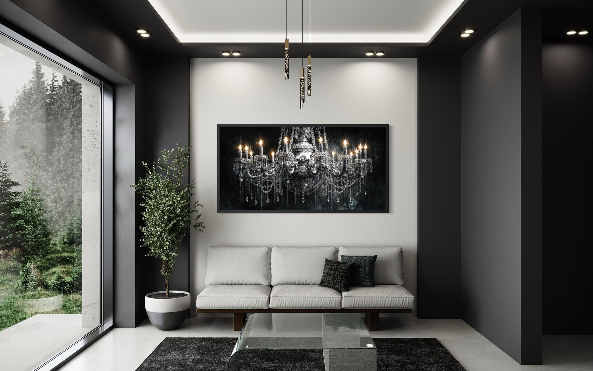 Crystal Chandelier Large Horizontal Canvas Wall Art
