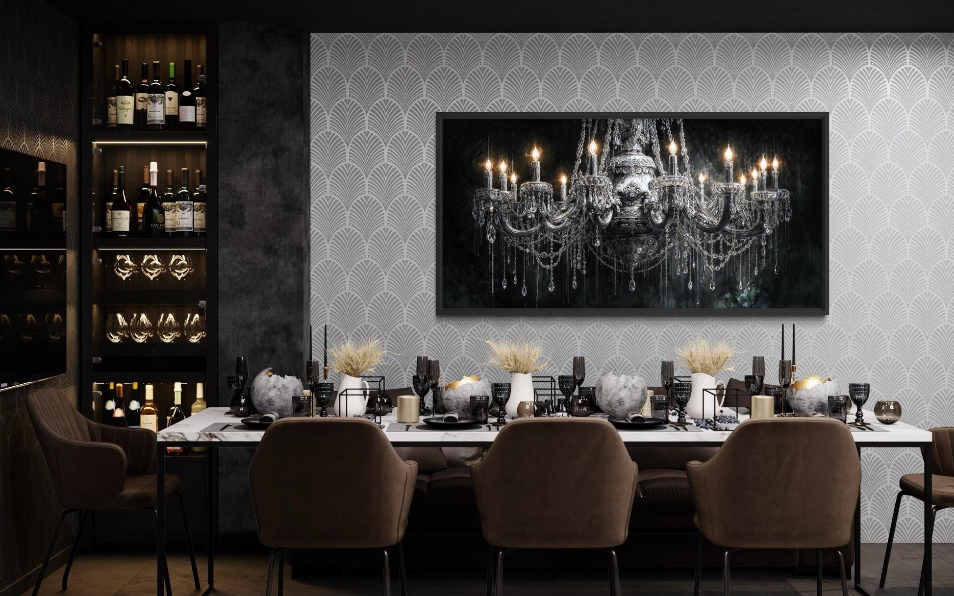 Crystal Chandelier Large Horizontal Canvas Wall Art