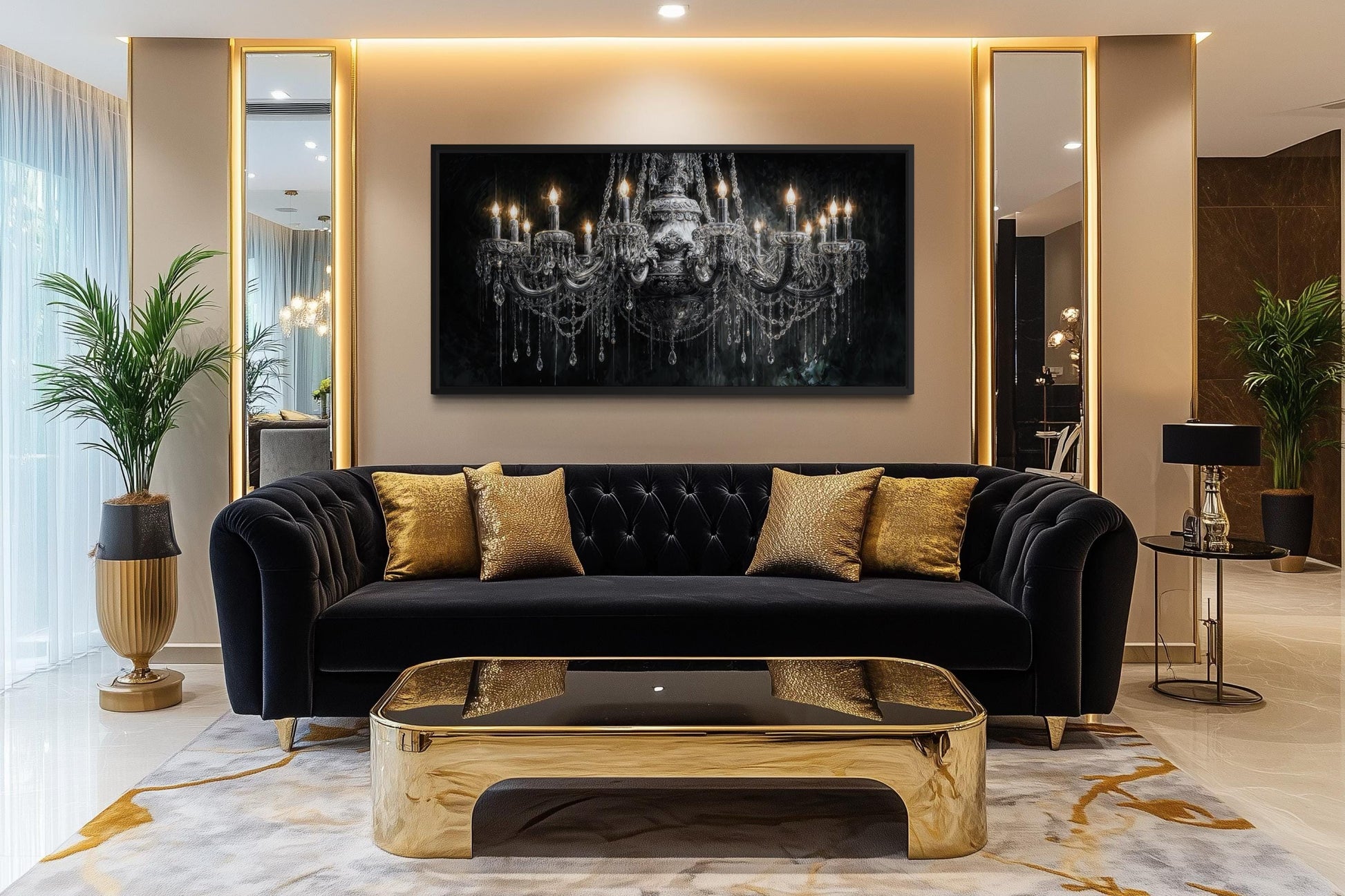 Crystal Chandelier Large Horizontal Canvas Wall Art