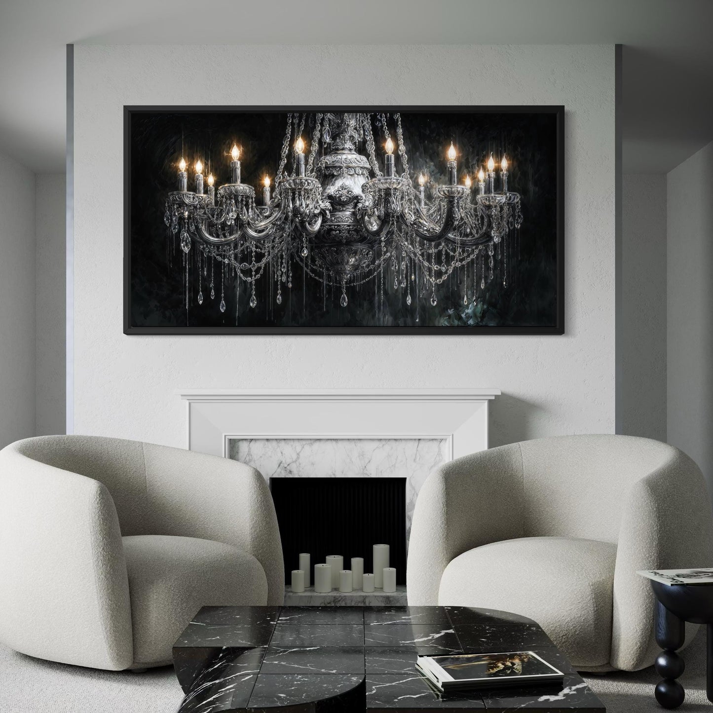 Crystal Chandelier Large Horizontal Canvas Wall Art