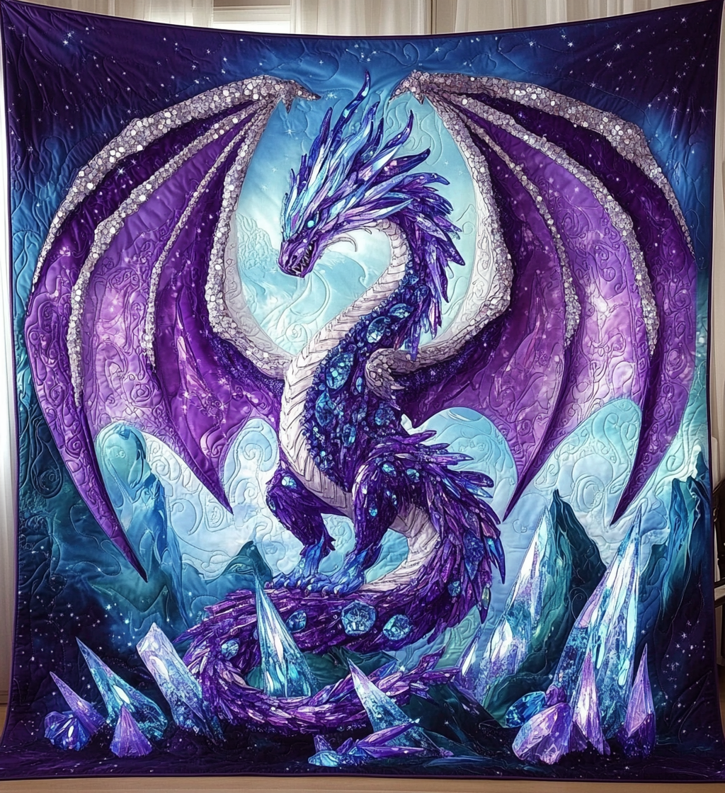 Crystal Dragon Quilted Blanket - Throw (55" x 60")