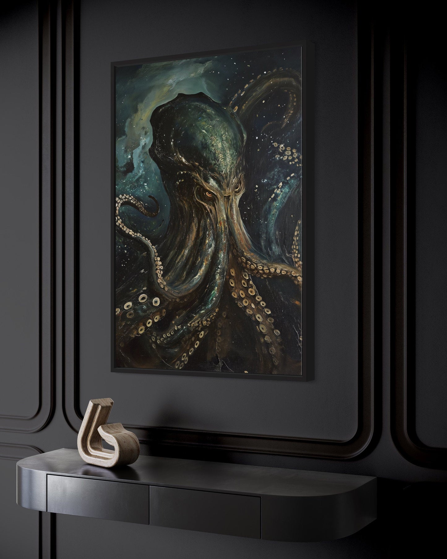 Cthulhu Space Monster Gothic Framed Canvas Wall Art