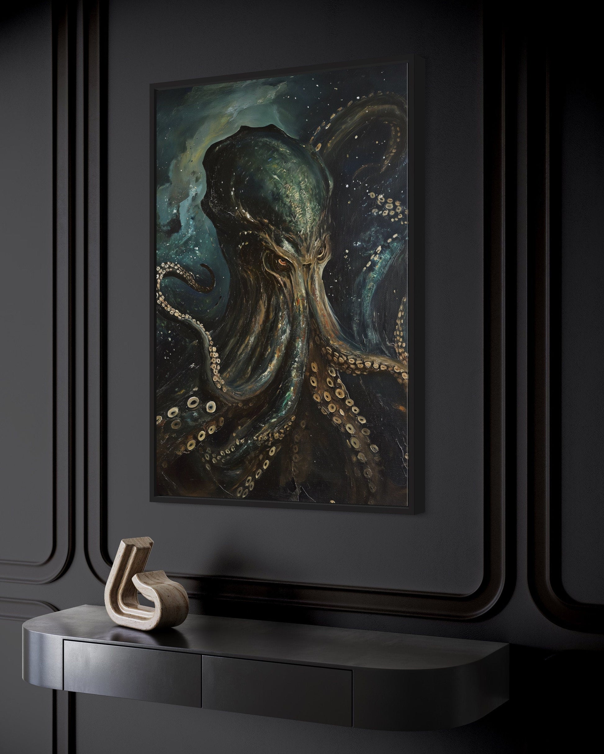 Cthulhu Space Monster Gothic Framed Canvas Wall Art