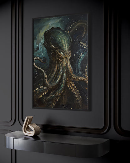 Cthulhu Space Monster Gothic Framed Canvas Wall Art