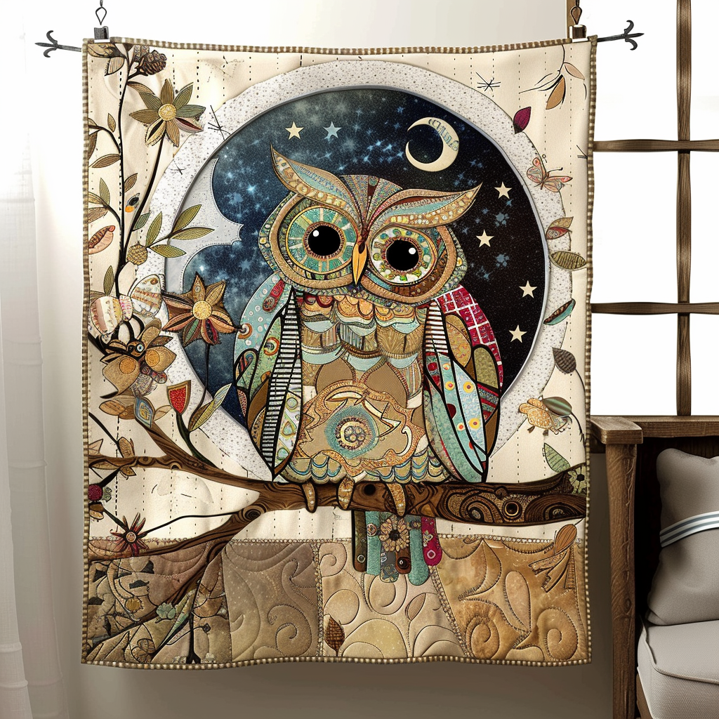 Cuddly Owl Quilted Blanket - Throw (55" x 60")