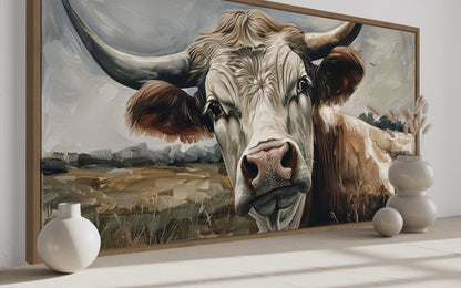 Curious Cow Wall Art - Farmhouse Wall Art Framed Canvas Print With Rustic Charm