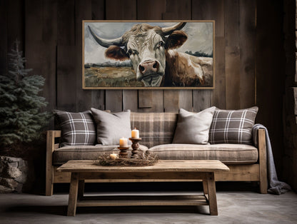 Curious Cow Wall Art - Farmhouse Wall Art Framed Canvas Print With Rustic Charm