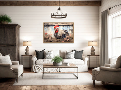 Cute Farm Rooster Rustic Farmhouse Wall Art