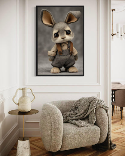 Cute Sad Bunny Canvas Wall Art