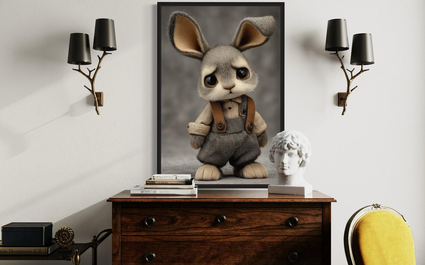 Cute Sad Bunny Canvas Wall Art