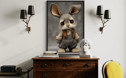 Cute Sad Bunny Canvas Wall Art