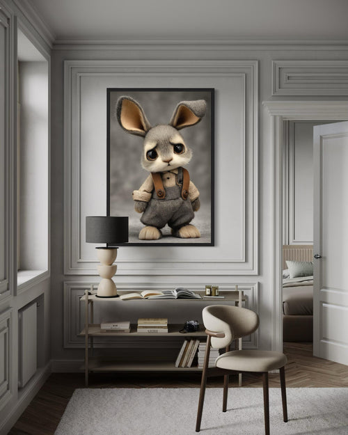 Cute Sad Bunny Canvas Wall Art