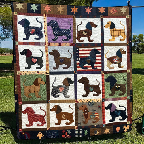 Dachshund Daydreams Quilted Blanket - Throw (55" x 60")