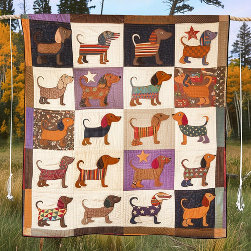 Dachshund Dreamland Quilted Blanket - Throw (55" x 60")