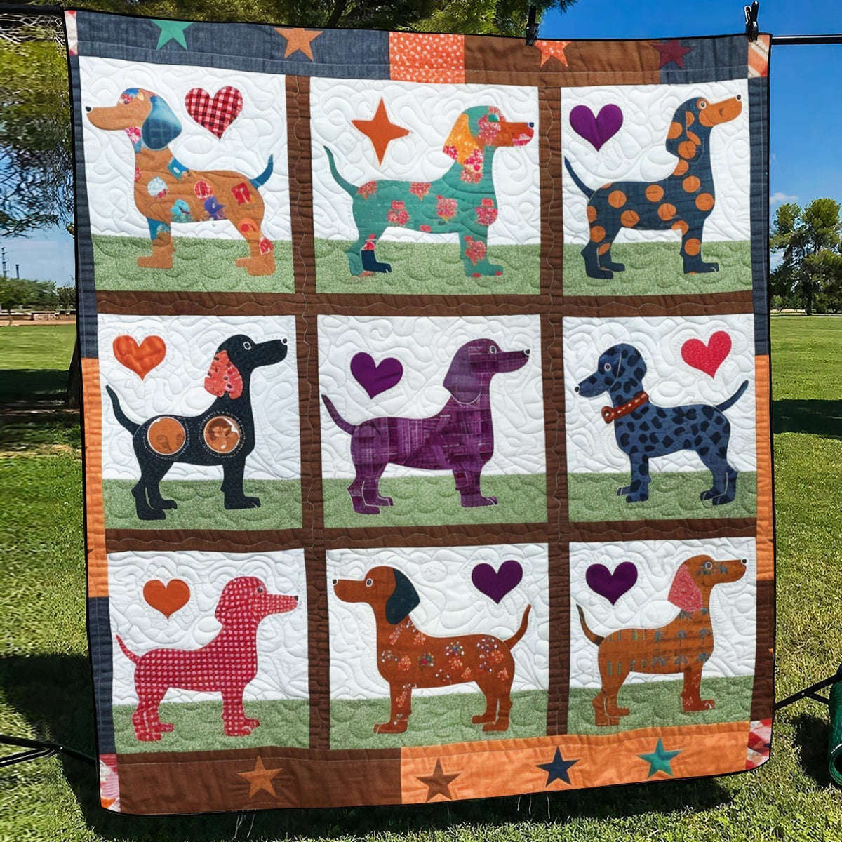 Dachshund Dreamscapes Quilted Blanket - Throw (55" x 60")