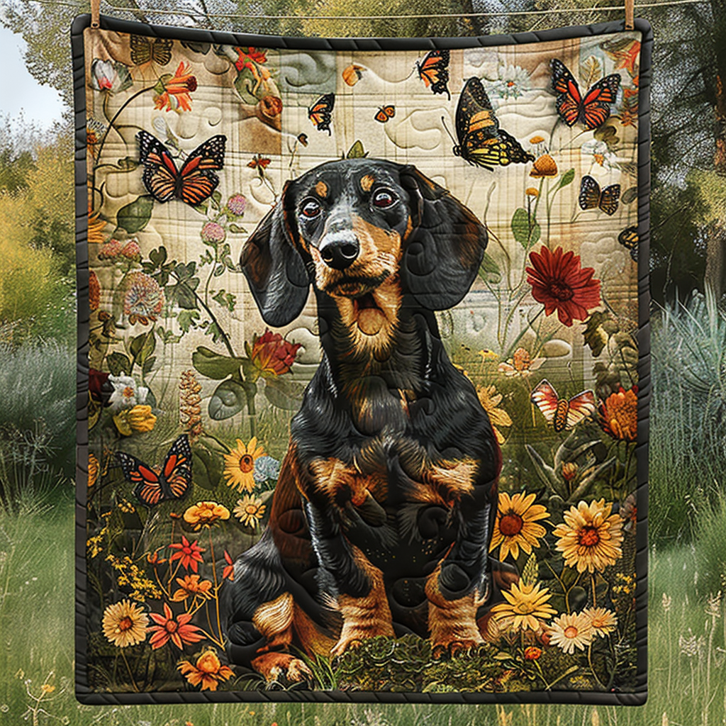 Dachshund Garden Quilted Blanket - Throw (55" x 60")
