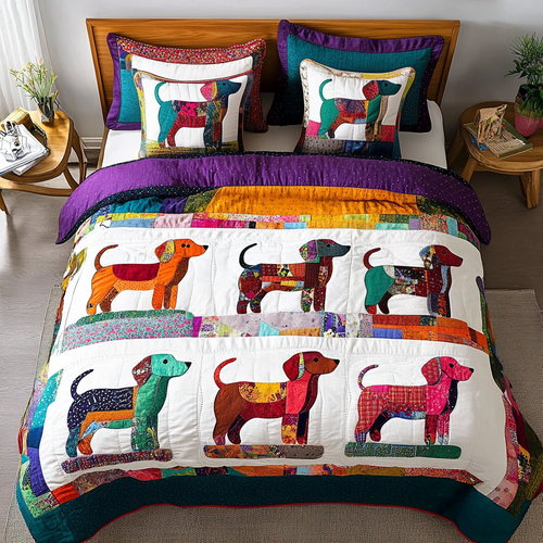 Dachshund Dreams 3-Piece Quilted Bedding Set - Single (59" x 70")