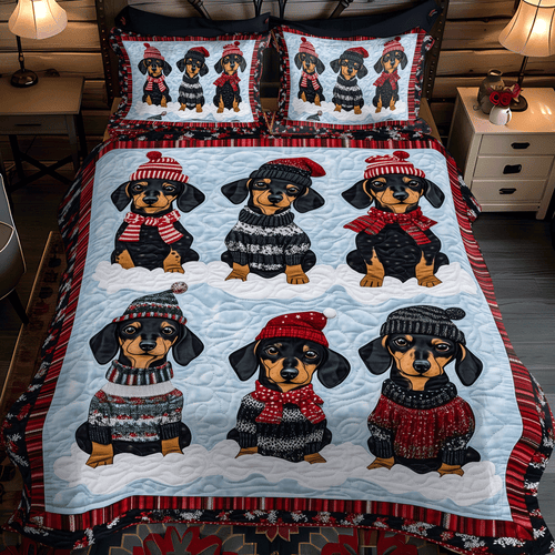 Dachshund Dreams 3-Piece Quilted Bedding Set - Single (59" x 70")