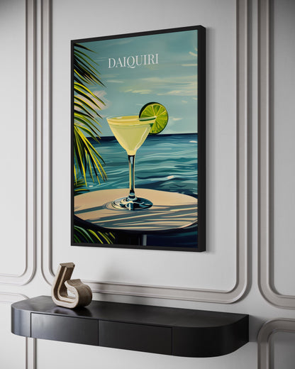 Daiquiri Cocktail On The Beach Art Print Canvas Wall Art