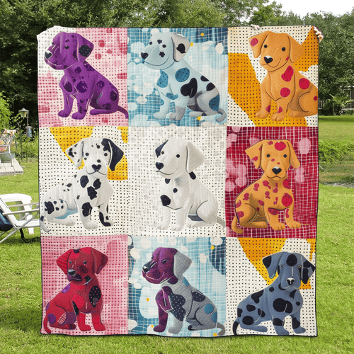 Dalmatian Vibes Quilted Blanket - Throw (55" x 60")
