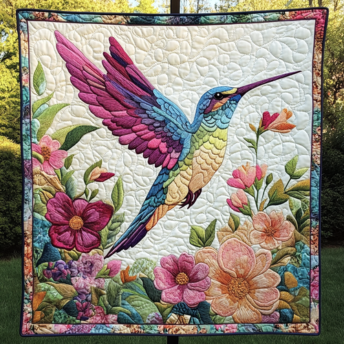 Dancing Hummingbird Quilted Blanket - Throw (55" x 60")
