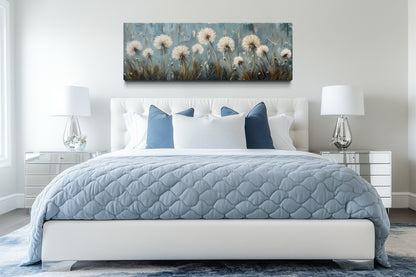 Dandelions Painting On Distressed Wood Horizontal Farmhouse Wall Art