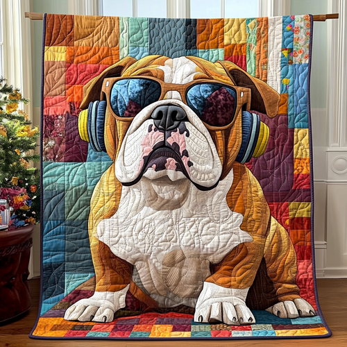 Dapper Bulldog Delight Quilted Blanket - Throw (55" x 60")