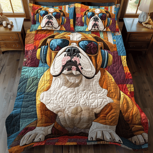 Dapper Bulldog Quilted Bedding Set - Single (59" x 70")