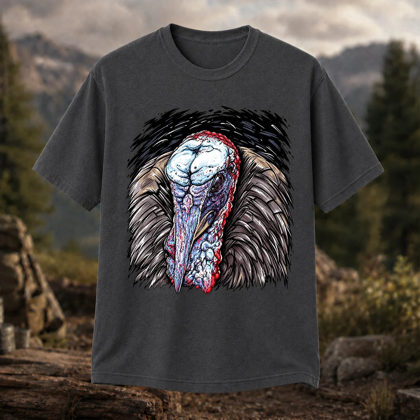 Turkey Portrait T-Shirt, Detailed Turkey Hunting Tee