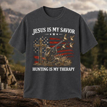 Jesus Is My Savior Hunting Is My Therapy T-Shirt, Christian Hunter Tee
