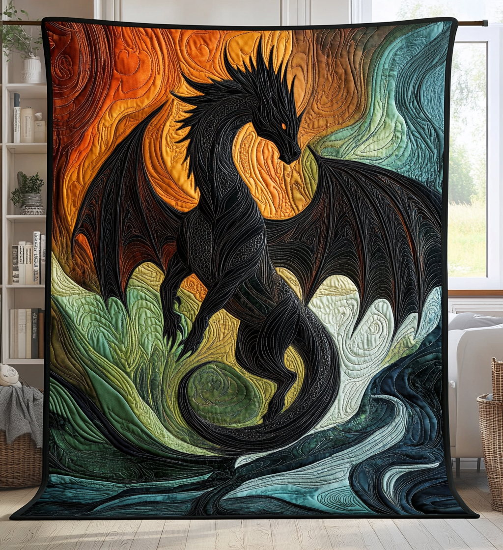 Dark Wing Quilted Blanket - Throw (55" x 60")