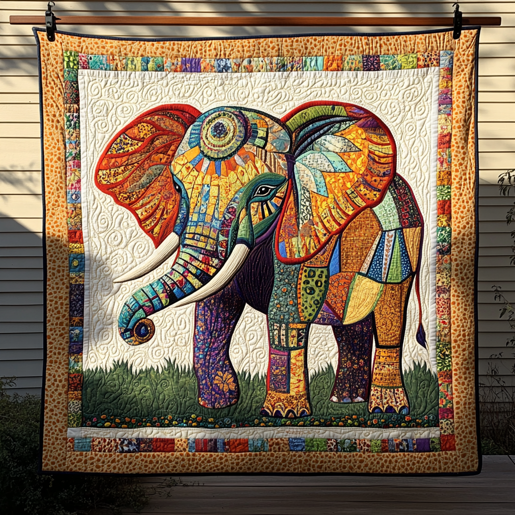 Dawn's Elephant Quilted Blanket - Throw (55" x 60")