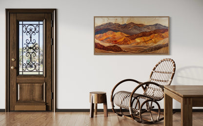 Death Valley Wall Art – Layered Wood Painting | Rustic Framed Canvas Decor