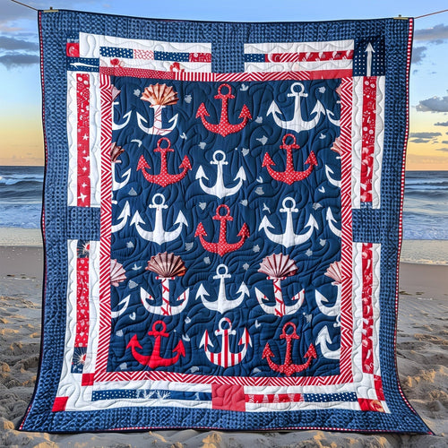 Deep Sea Anchors Quilted Blanket - Throw (55" x 60")