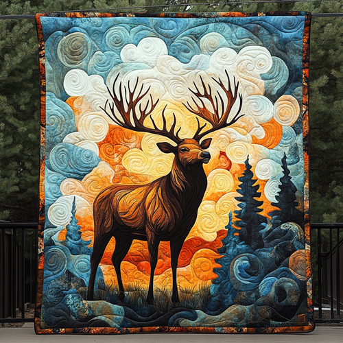 Deer Cloud Quilted Blanket - Throw (55" x 60")