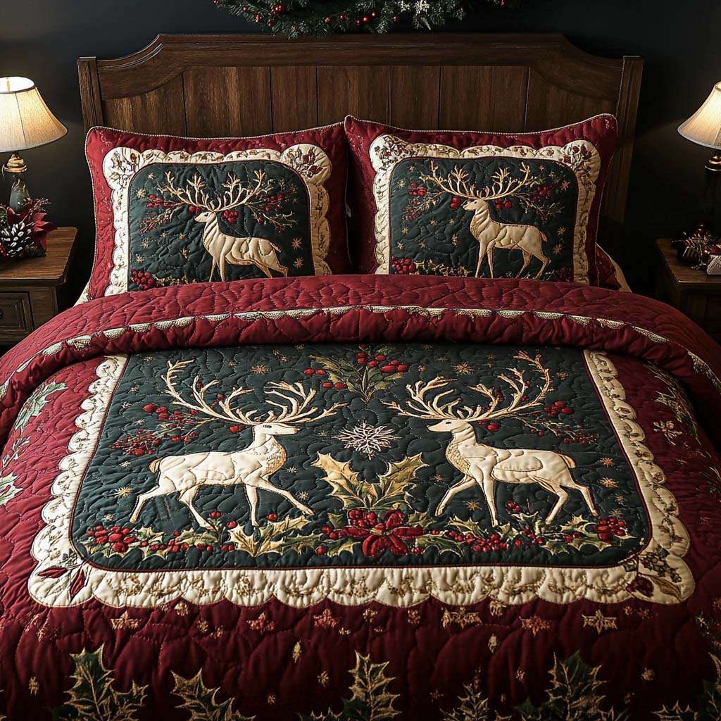 Deer Haven 3-Piece Quilted Bedding Set - Single (59" x 70")