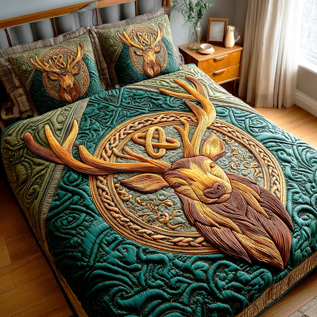 Deer Spirit Knot 3-Piece Quilted Bedding Set - Single (59" x 70")