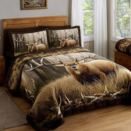 Deer Trail 3-Piece Quilted Bedding Set - Single (59" x 70")