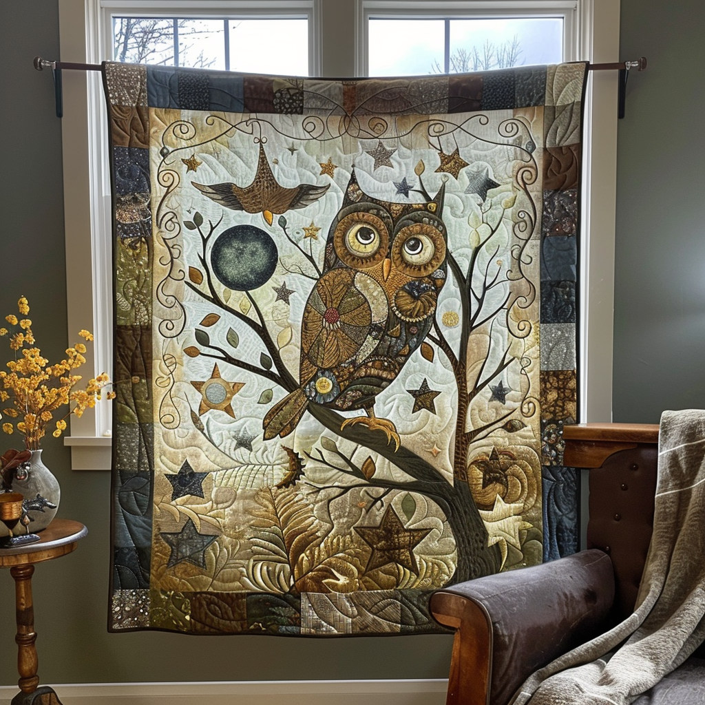 Delightful Owl Quilted Blanket - Throw (55" x 60")