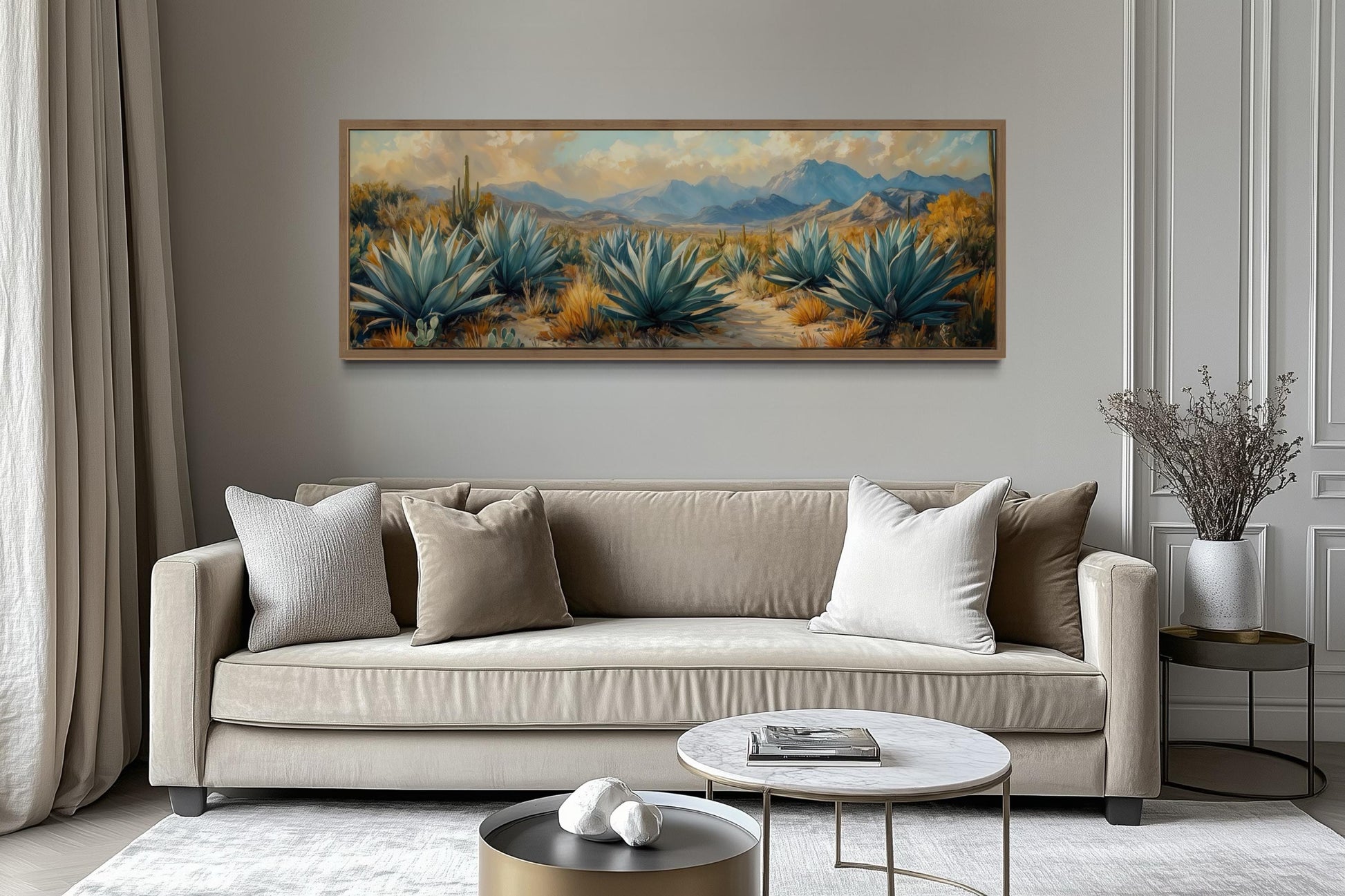 Desert Agave Long Horizontal Southwestern Wall Decor Canvas Wall Art