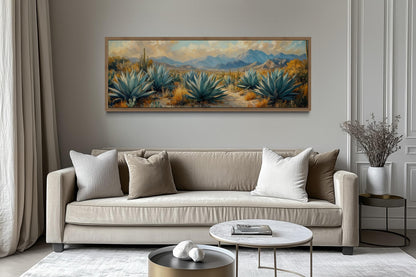 Desert Agave Long Horizontal Southwestern Wall Decor Canvas Wall Art