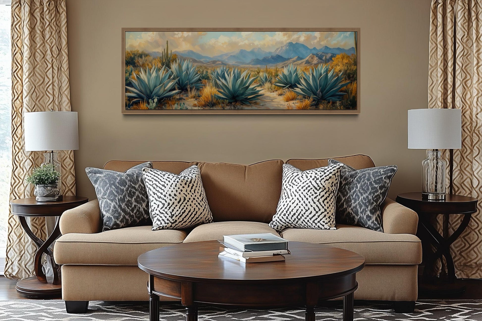 Desert Agave Long Horizontal Southwestern Wall Decor Canvas Wall Art