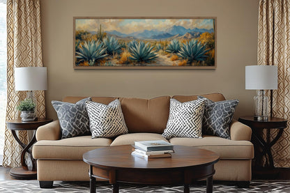 Desert Agave Long Horizontal Southwestern Wall Decor Canvas Wall Art